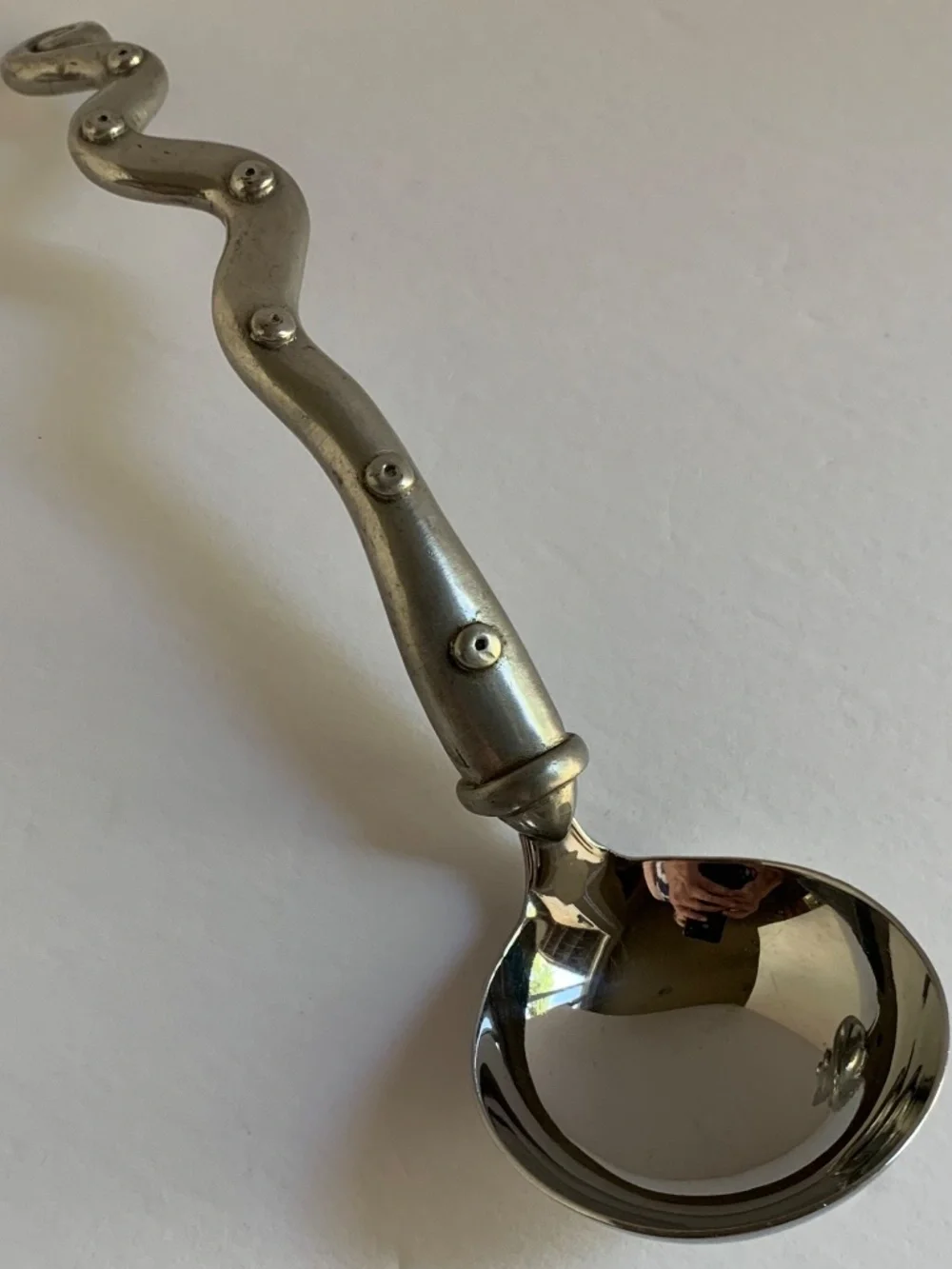 CROYES Belgium Pewter & Stainless Sculptural Sauce Ladle Modern 8.25